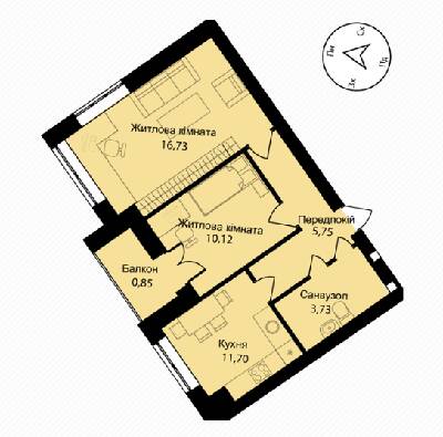 2-комнатная 50.7 м² в ЖК Мюллер Хаус от 18 700 грн/м², с. Петропавловская Борщаговка