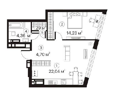 1-комнатная 46.62 м² в ЖК Terracotta от 18 680 грн/м², Киев