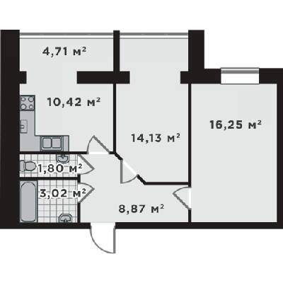2-комнатная 59.2 м² в ЖК Millennium State от 19 050 грн/м², г. Буча