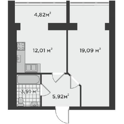1-кімнатна 45.75 м² в ЖК Millennium State від 19 053 грн/м², м. Буча