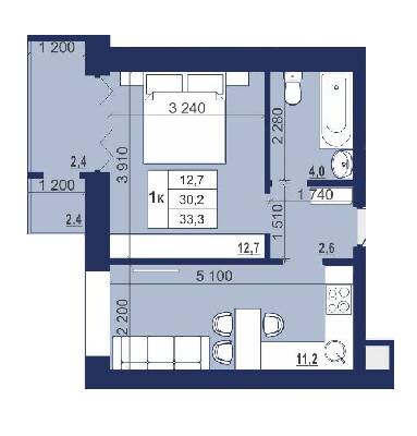 1-кімнатна 33.3 м² в ЖК Набережний від 12 500 грн/м², м. Червоноград