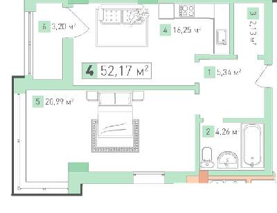 1-кімнатна 52.17 м² в ЖК Срібний Дім Бізнес від 20 950 грн/м², м. Трускавець
