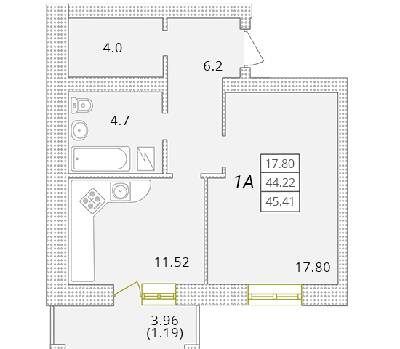 1-комнатная 45.41 м² в ЖК Парк Совиньон от 19 900 грн/м², пгт Таирово