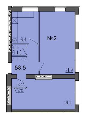 2-комнатная 58.5 м² в ЖК Воронцовский от 22 350 грн/м², Днепр