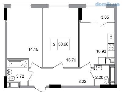 2-комнатная 58.66 м² в ЖГ ARTVILLE от 22 250 грн/м², пгт Авангард