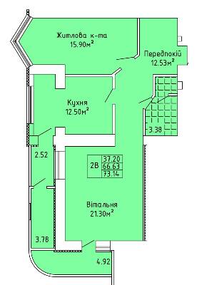 2-комнатная 73.14 м² в ЖК на вул. Жаб`ївська, 56Б от 8 200 грн/м², пгт Верховина