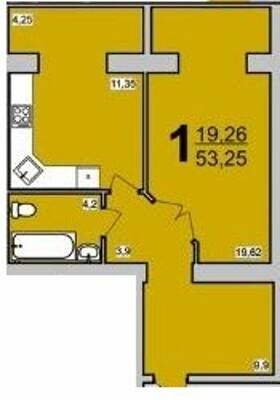 1-комнатная 53.25 м² в ЖК Бристоль от 14 500 грн/м², Хмельницкий