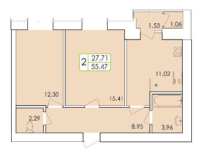 2-комнатная 55.47 м² в ЖК Ранкове Family от 14 500 грн/м², Хмельницкий