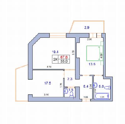 2-кімнатна 67.6 м² в ЖК Фонтан від 33 950 грн/м², Хмельницький