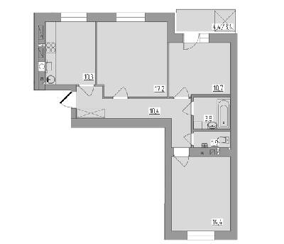 3-кімнатна 72.1 м² в ЖК Корольова від 16 250 грн/м², Рівне
