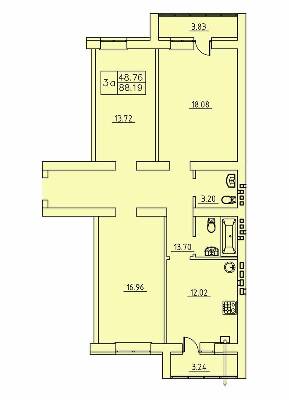 3-комнатная 88.19 м² в ЖК Городок от 13 300 грн/м², Сумы