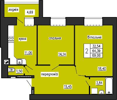 2-кімнатна 69.08 м² в ЖК на вул. Лучаківського-Тролейбусна від 18 000 грн/м², Тернопіль