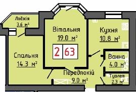 2-кімнатна 63 м² в ЖК Волошковий дім від 15 000 грн/м², с. Липини