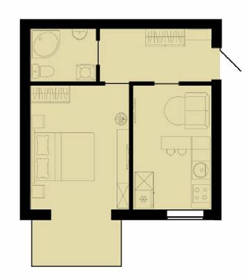 1-комнатная 39.39 м² в ЖК Західний Олімп от застройщика, с. Тарасово