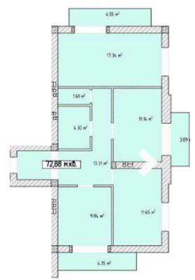 3-комнатная 72.88 м² в ЖК Паннония от 25 350 грн/м², Ужгород