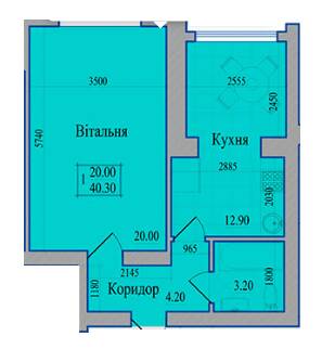 1-комнатная 40.3 м² в ЖК Диамант от застройщика, г. Каменец-Подольский