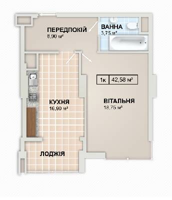 1-кімнатна 42.6 м² в ЖК LYSTOPAD від 14 600 грн/м², Івано-Франківськ
