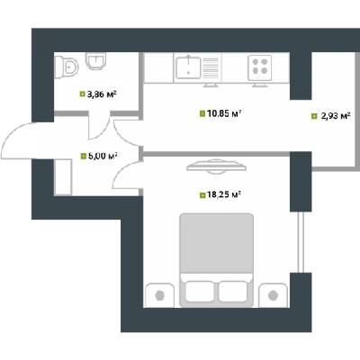 1-комнатная 40.89 м² в ЖК Idilika от 21 850 грн/м², г. Буча