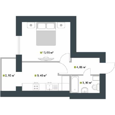 1-комнатная 36.04 м² в ЖК Idilika от 21 850 грн/м², г. Буча