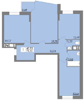 3-комнатная 76.31 м² в ЖК Соната от 13 600 грн/м², Львов