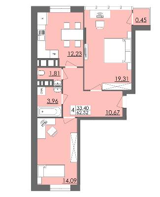 2-кімнатна 62.52 м² в ЖК Родинна казка від 14 000 грн/м², Чернівці