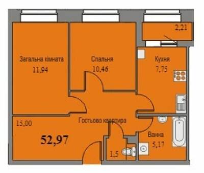 2-комнатная 52.97 м² в ЖК Парковый от 11 500 грн/м², г. Ромны
