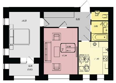 2-комнатная 63.11 м² в ЖК Golden House от 25 000 грн/м², Винница