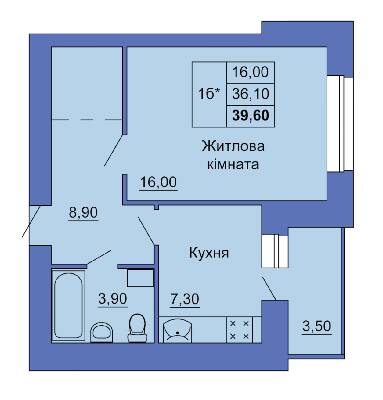 1-кімнатна 39.6 м² в ЖК на вул. Степового Фронту, 20 від забудовника, Полтава
