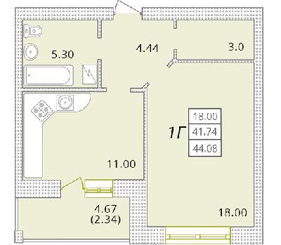 1-комнатная 44.08 м² в ЖК Парк Совиньон от 19 900 грн/м², пгт Таирово