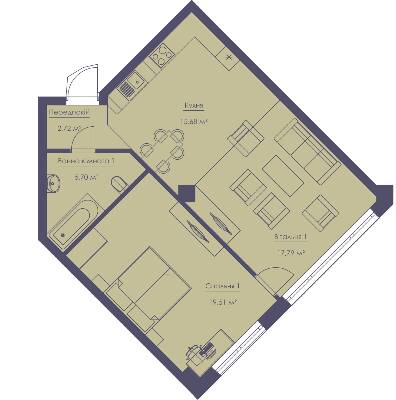 2-комнатная 61.4 м² в ЖК Franklin Concept House от 41 900 грн/м², Киев