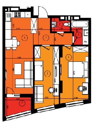 2-комнатная 71.59 м² в ЖК Парус Smart от 18 850 грн/м², Львов