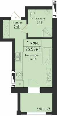 1-комнатная 25.57 м² в ЖК Avinion от 19 800 грн/м², Одесса