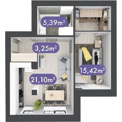 1-комнатная 45.16 м² в ЖК Desna Park Residence от 28 600 грн/м², с. Зазимье
