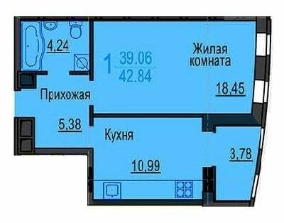 1-комнатная 42.84 м² в ЖК Меридиан от 13 550 грн/м², Харьков