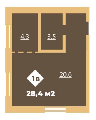1-кімнатна 28.4 м² в КБ Міські сади від 19 700 грн/м², Харків