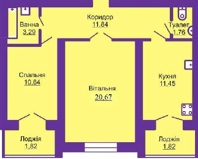 2-кімнатна 63.29 м² в ЖК Шевченківський гай від забудовника, с. Гаї-Шевченківські