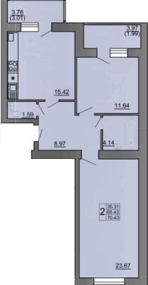 2-кімнатна 70.43 м² в ЖК на вул. Володимира Великого, 9 від 14 000 грн/м², Тернопіль