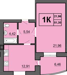 1-комнатная 51.3 м² в ЖК Europa Haus от 21 550 грн/м², Ровно