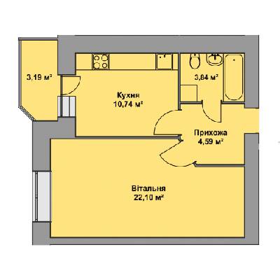 1-кімнатна 44.46 м² в ЖК Східна Брама від 15 200 грн/м², Тернопіль