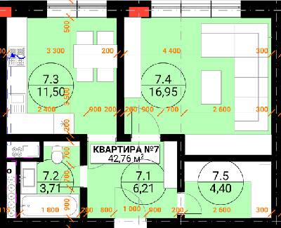 1-кімнатна 42.76 м² в ЖК Грот від 23 950 грн/м², Ужгород