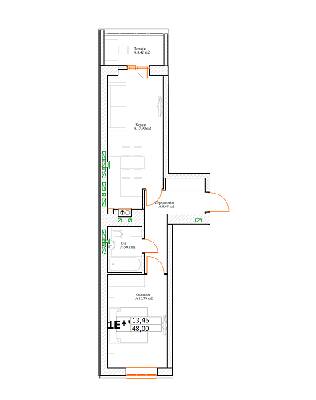 1-кімнатна 48 м² в ЖК Green Life-3 від 22 450 грн/м², м. Ірпінь