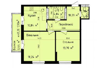 2-комнатная 60.82 м² в ЖК Днепровский от 31 500 грн/м², Киев