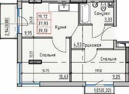 1-комнатная 39.13 м² в ЖК Пространство на Раскидайловской от застройщика, Одесса