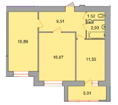 2-кімнатна 64.06 м² в ЖК на вул. Академіка Янгеля від 18 650 грн/м², Вінниця