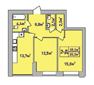 2-комнатная 58.5 м² в ЖК Центральный-Премиум от 32 200 грн/м², г. Ирпень