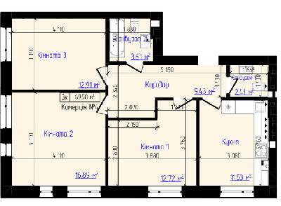 3-комнатная 69.5 м² в ЖК Viking Home от 19 000 грн/м², г. Ирпень