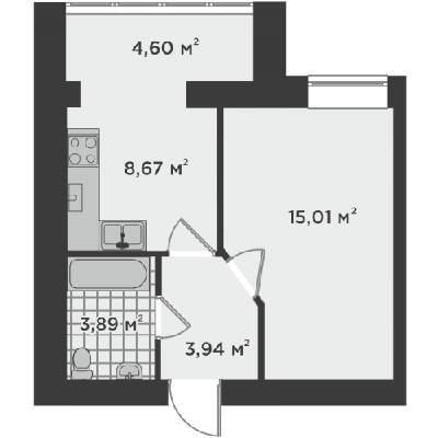 1-комнатная 36.11 м² в ЖК Millennium State от застройщика, г. Буча