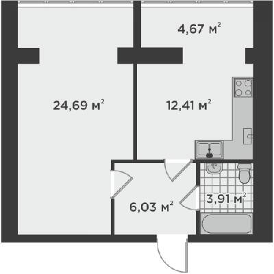 1-комнатная 51.71 м² в ЖК Millennium State от 17 900 грн/м², г. Буча