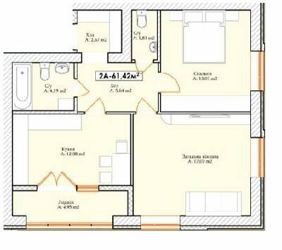 2-кімнатна 61.42 м² в ЖК Brighton Residence від 23 050 грн/м², м. Ірпінь