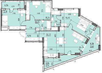 3-кімнатна 105.1 м² в ЖК Голоські кручі від 19 348 грн/м², Львів